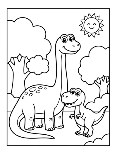 Kolorowanka Rodzinka dinozaurów do druku