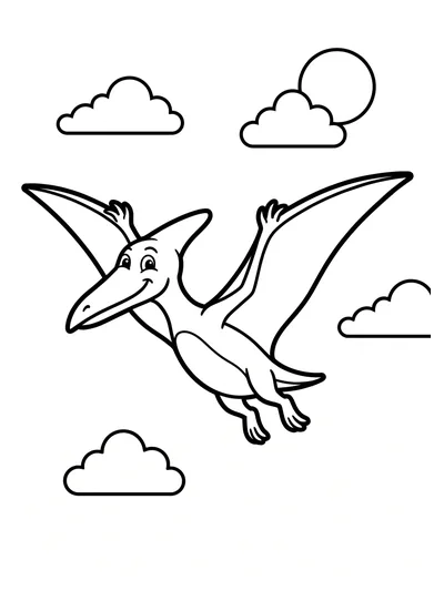 Kolorowanka Pterodaktyl w locie do druku