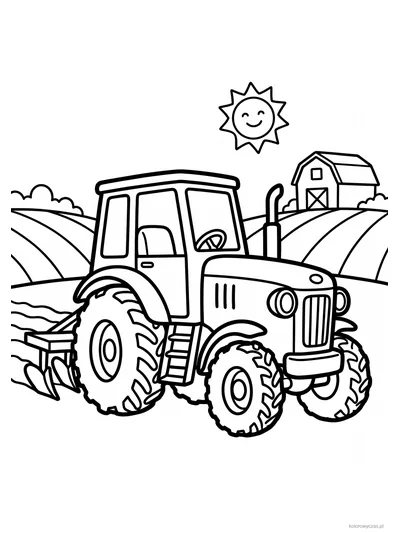 Kolorowanka Traktor na polu do druku